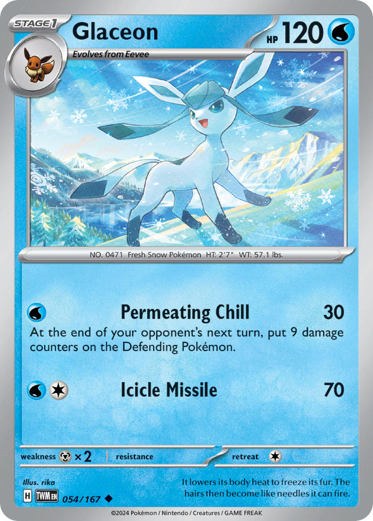Glaceon 054/167 Uncommon Twilight Masquerade Pokémon card