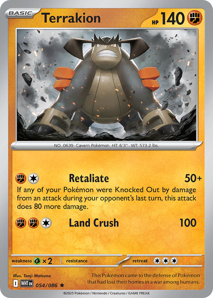 Terrakion 054/086 Rare White Flare Pokémon card