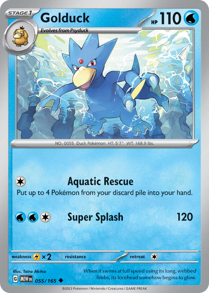 Golduck 055/165 Uncommon 151 Pokémon card
