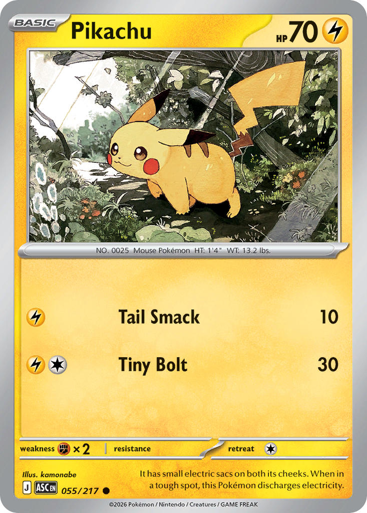 Pikachu 055/217 Common Ascended Heroes Pokémon card