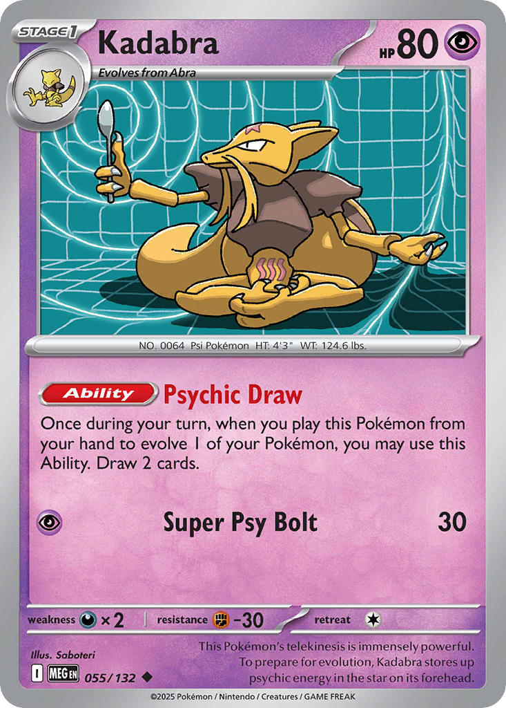 Kadabra 055/132 Uncommon Mega Evolution Pokémon card