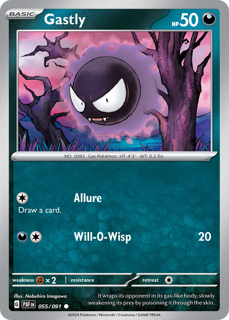 Gastly 055/091 Common Paldean Fates Pokémon card
