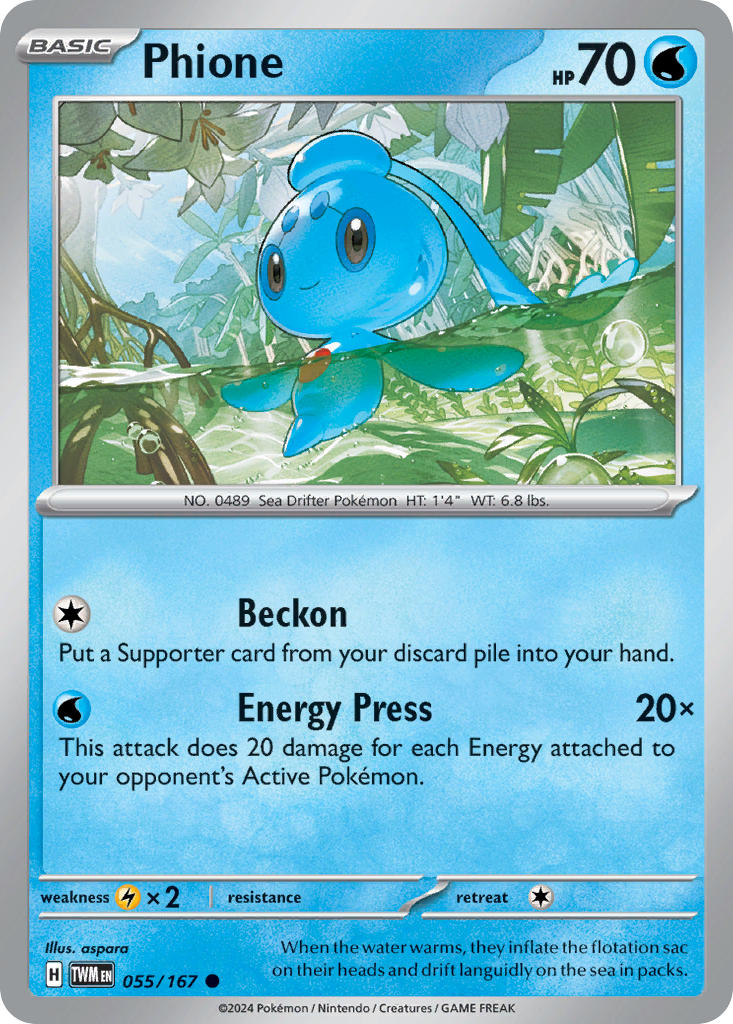 Phione 055/167 Rare Twilight Masquerade Pokémon card