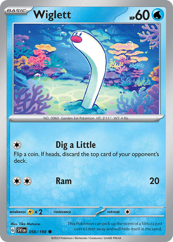 Wiglett 056/198 Common Scarlet & Violet Pokémon card