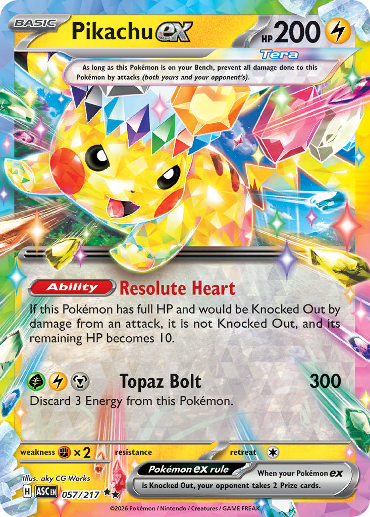 Pikachu EX 057/217 Double Rare Ascended Heroes Pokémon card