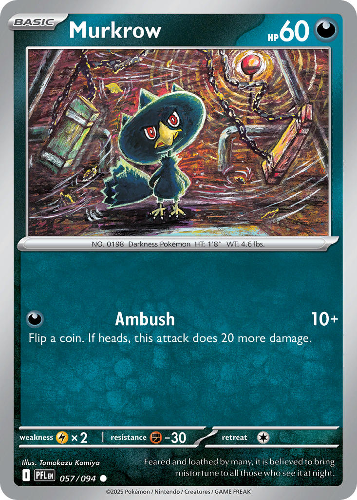 Murkrow 057/094 Common Phantasmal Flames Pokémon card
