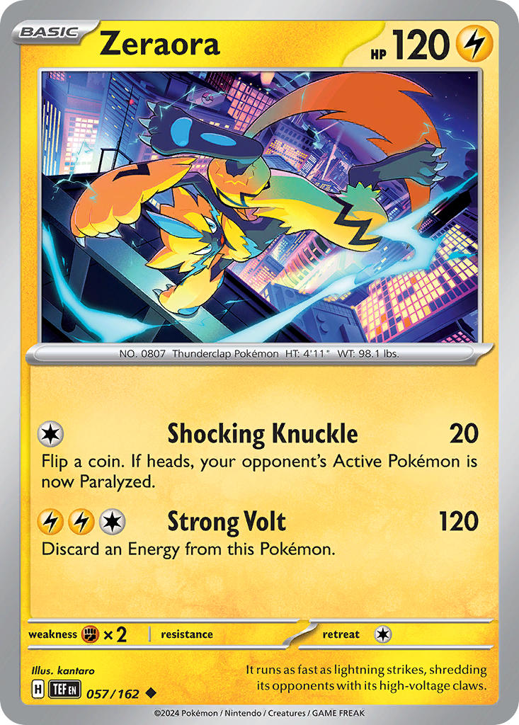 Zeraora 057/162 Rare Temporal Forces Pokémon card