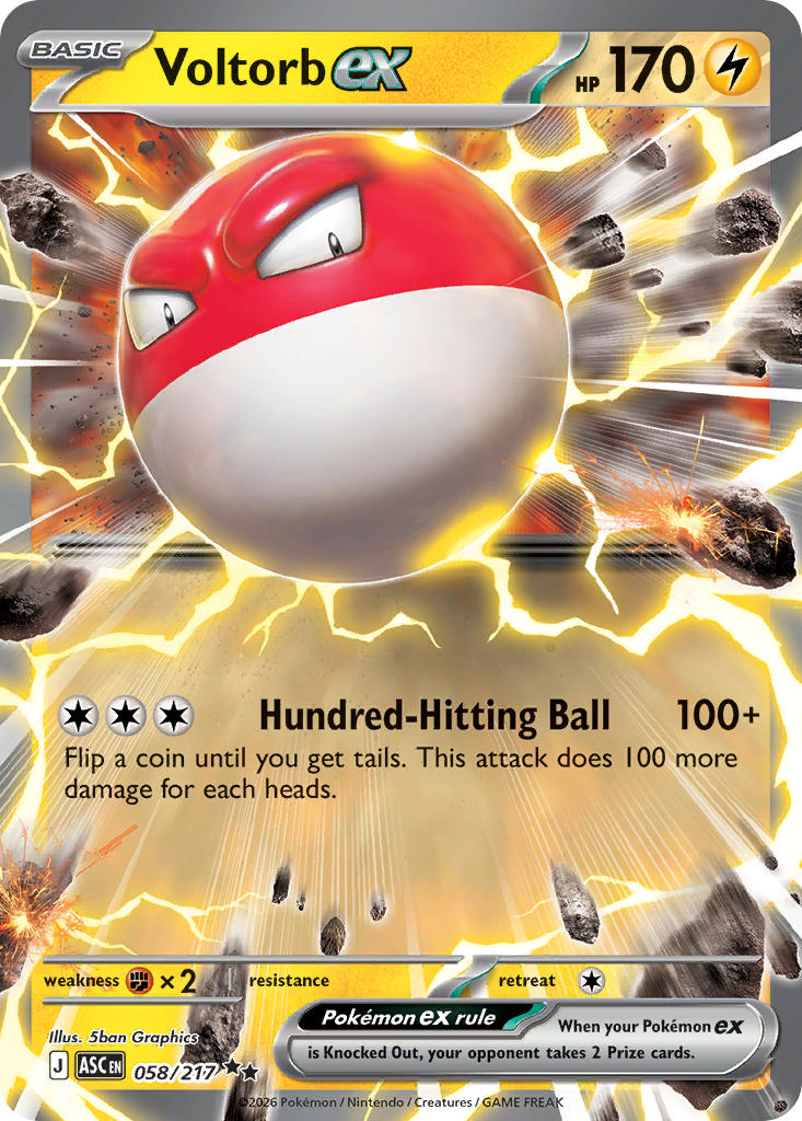 Voltorb EX 058/217 Double Rare Ascended Heroes Pokémon card