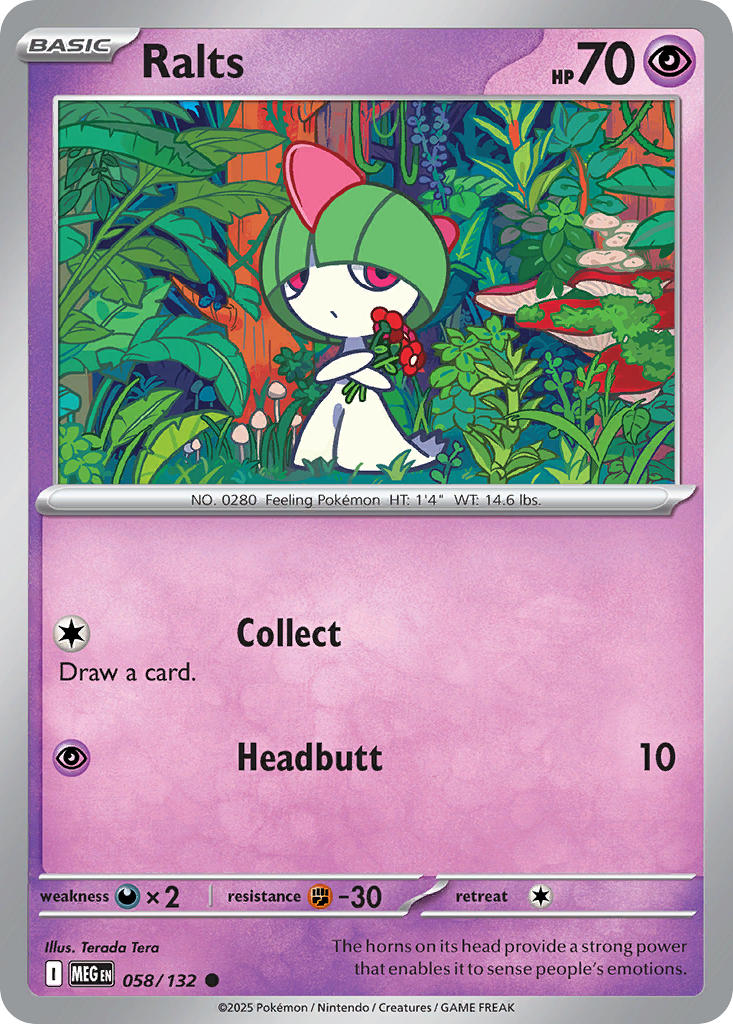 Ralts 058/132 Common Mega Evolution Pokémon card