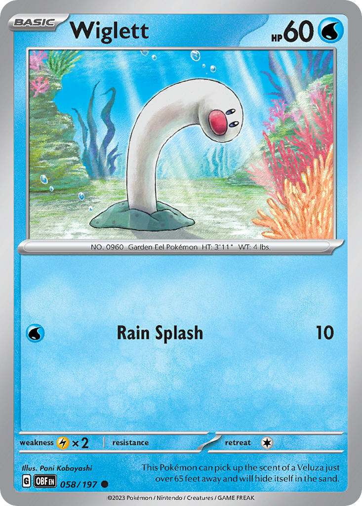 Wiglett 058/197 Common Obsidian Flames Pokémon card