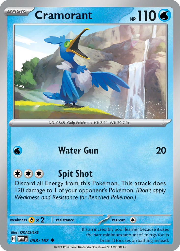 Cramorant 058/167 Uncommon Twilight Masquerade Pokémon card