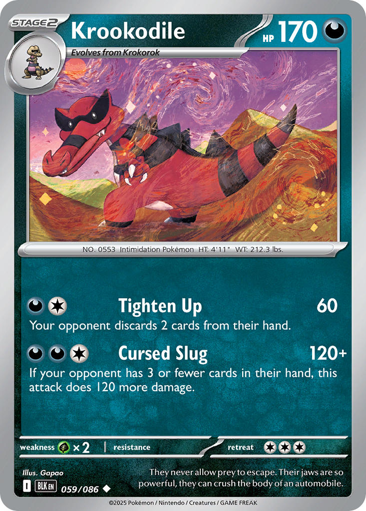 Krookodile 059/086 Rare Black Bolt Pokémon card