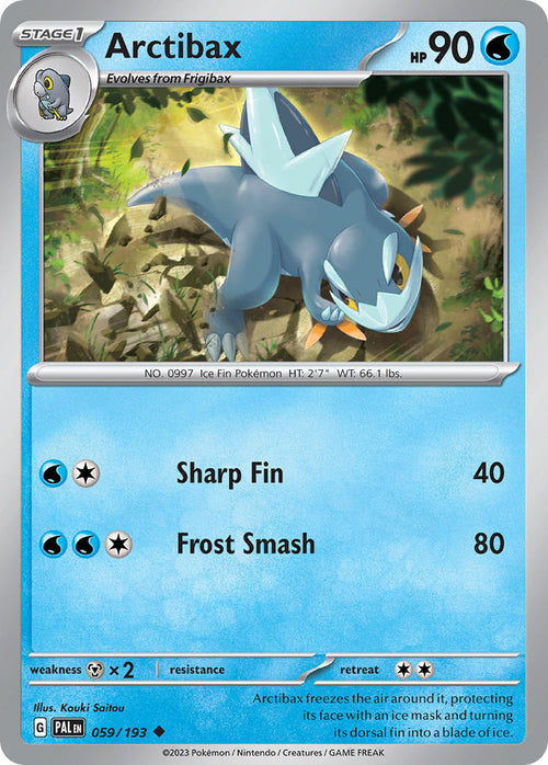 Arctibax 059/193 Uncommon Paldea Evolved Pokémon card