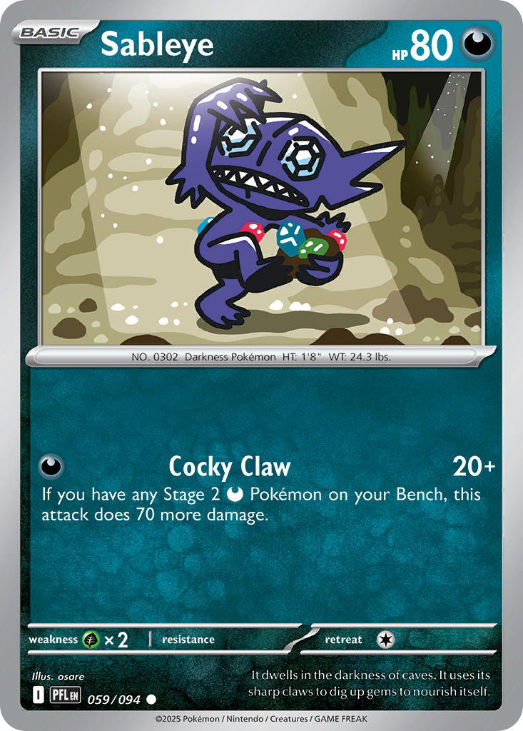 Sableye 059/094 Common Phantasmal Flames Pokémon card