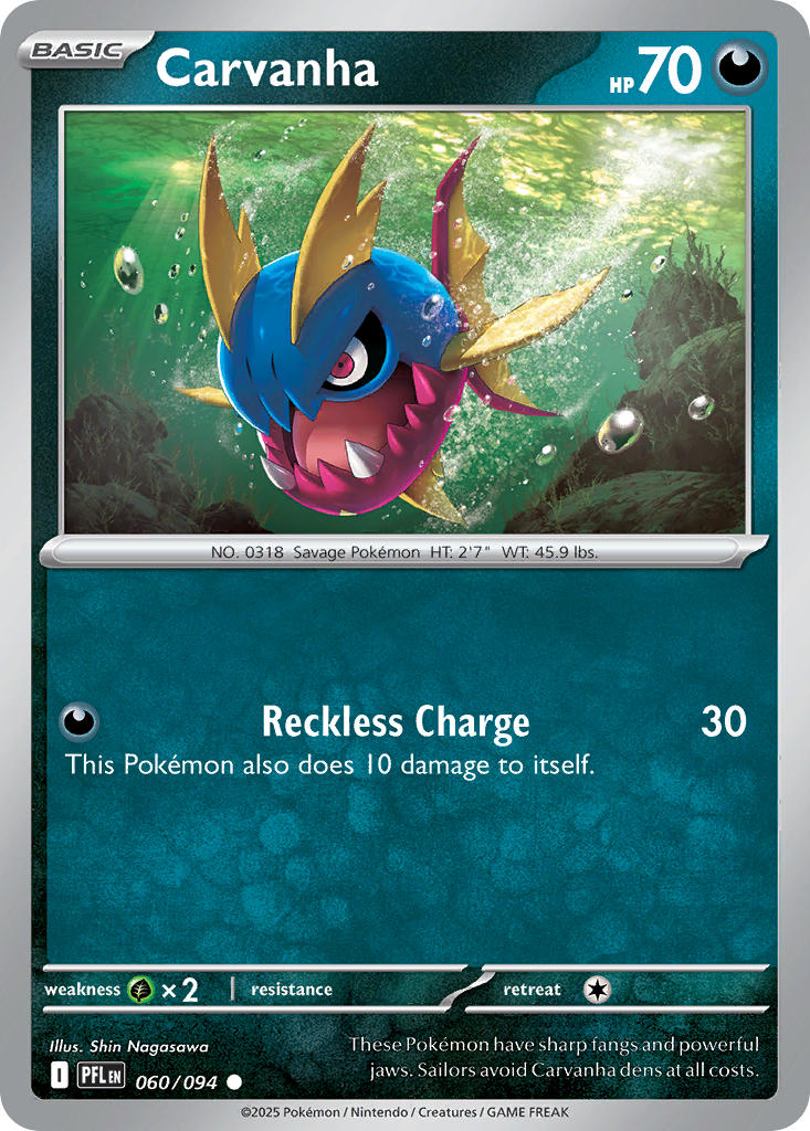 Carvanha 060/094 Common Phantasmal Flames Pokémon card