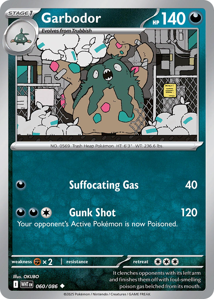 Garbodor 060/086 Uncommon White Flare Pokémon card