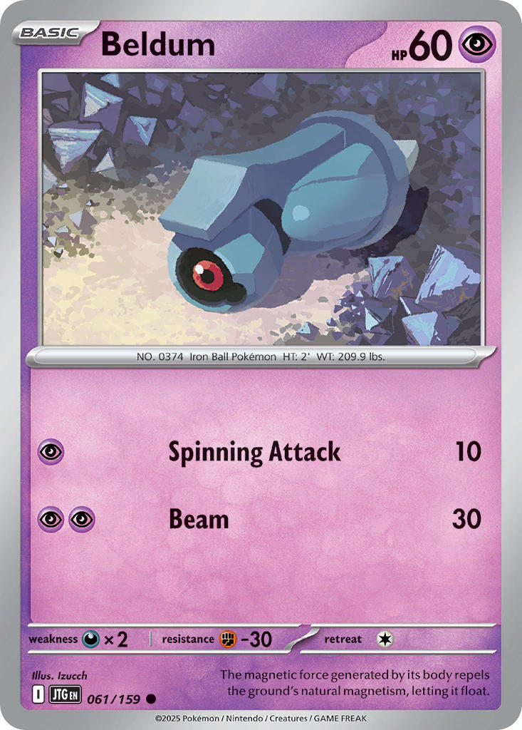 Beldum 061/159 Common Journey Together Pokémon card