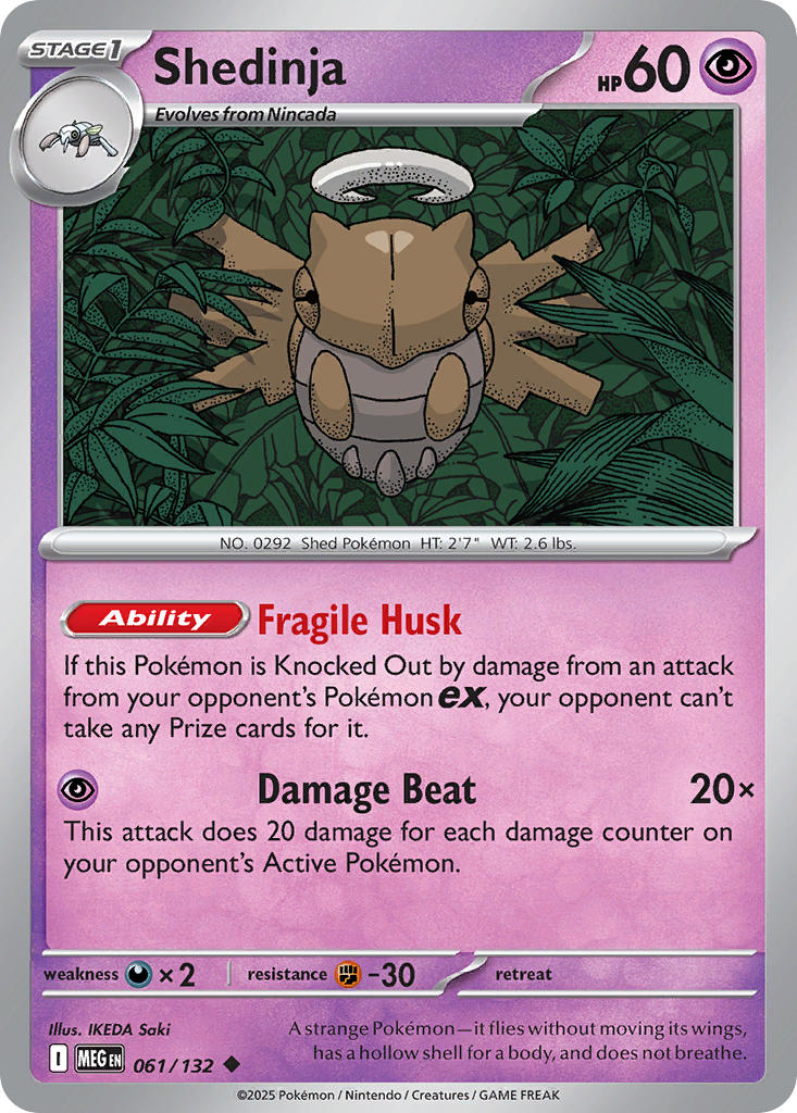 Shedinja 061/132 Common Mega Evolution Pokémon card