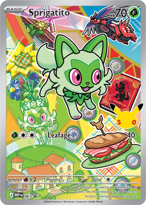Sprigatito 061/MEP Promo Mega Evolution Promo Pokémon card illustrated by Saboteri