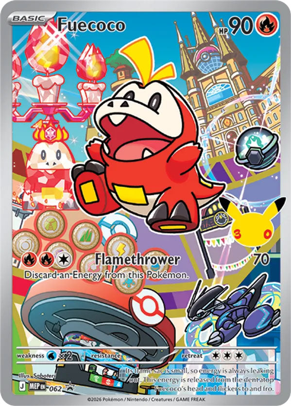 Fuecoco 062/MEP Promo Mega Evolution Promo Pokémon card illustrated by Saboteri