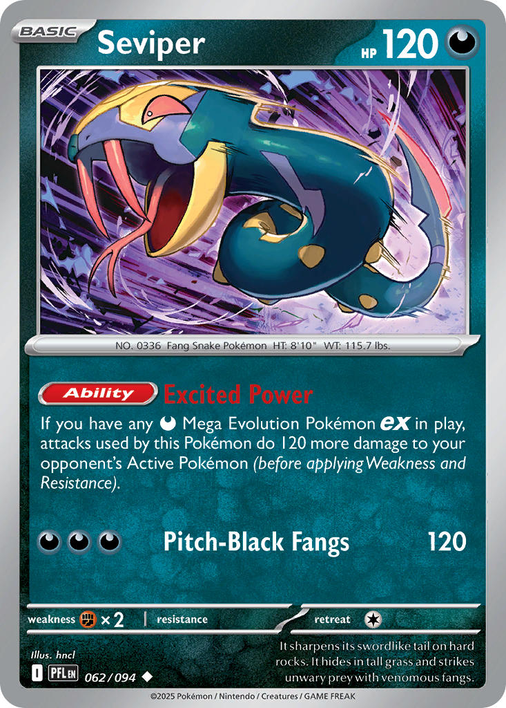 Seviper 062/094 Uncommon Phantasmal Flames Pokémon card