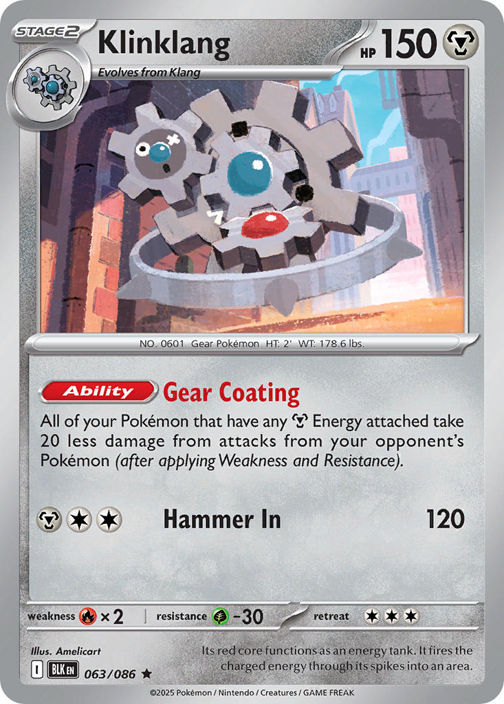 Klinklang 063/086 Rare Black Bolt Pokémon card