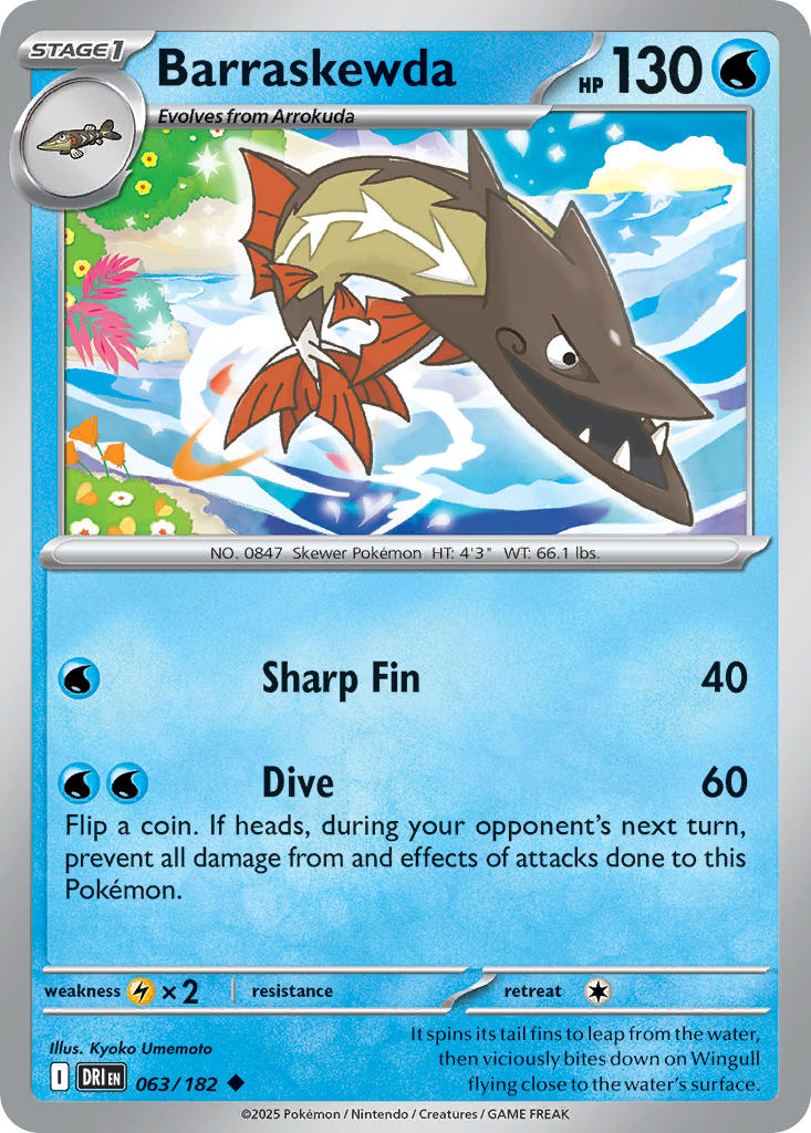 Barraskewda 063/182 Common Destined Rivals Pokémon card