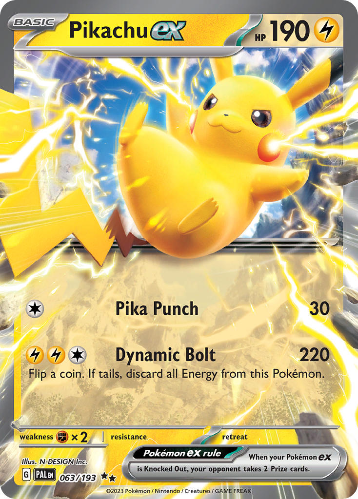 Pikachu EX 063/193 Double Rare Paldea Evolved Pokémon card