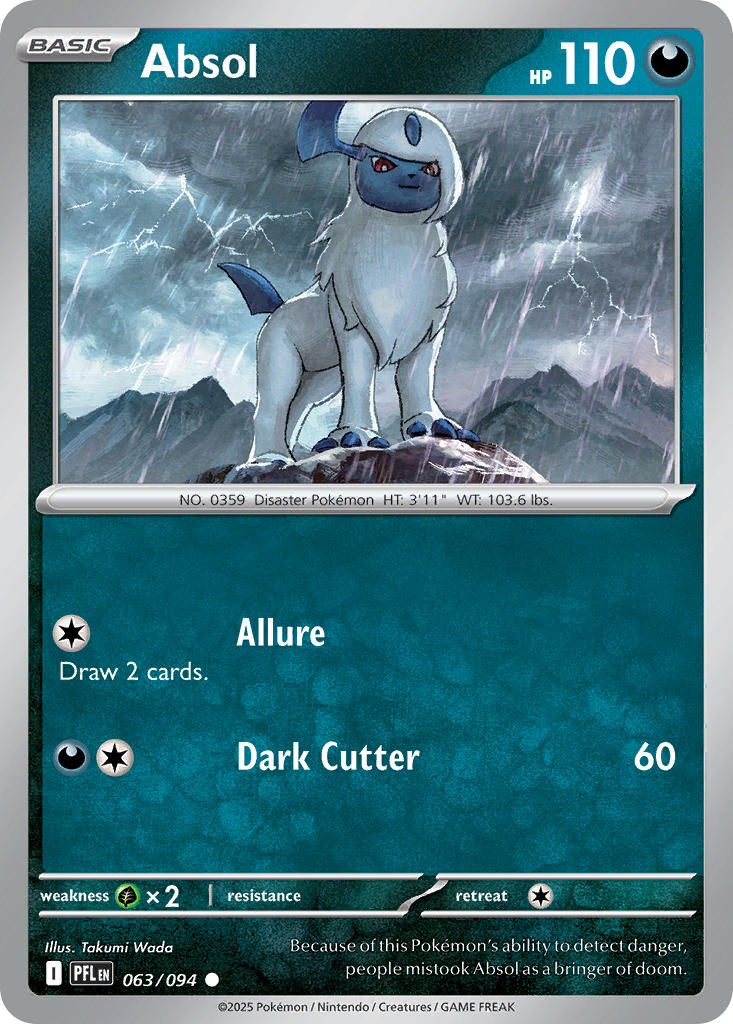 Absol 063/094 Common Phantasmal Flames Pokémon card