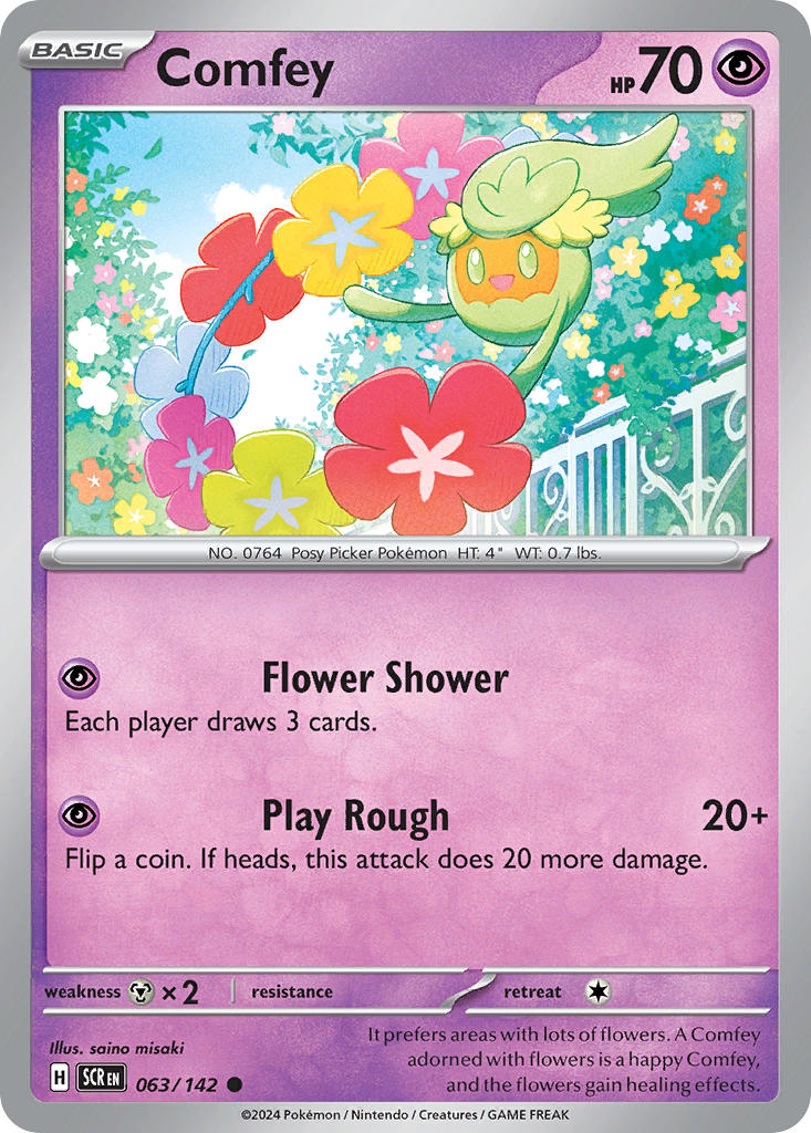 Comfey 063/142 Common Stellar Crown Pokémon card