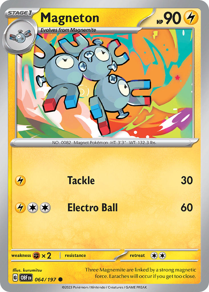 Magneton 064/197 Common Obsidian Flames Pokémon card