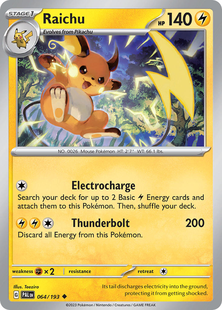 Raichu 064/193 Rare Paldea Evolved Pokémon card