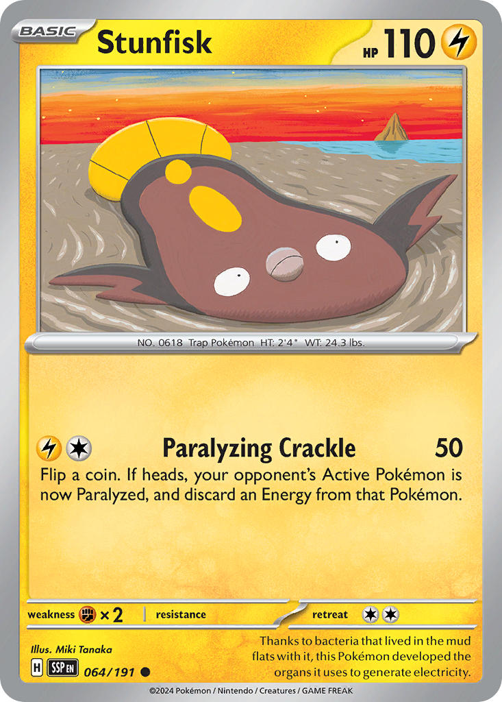 Stunfisk 064/191 Common Surging Sparks Pokémon card