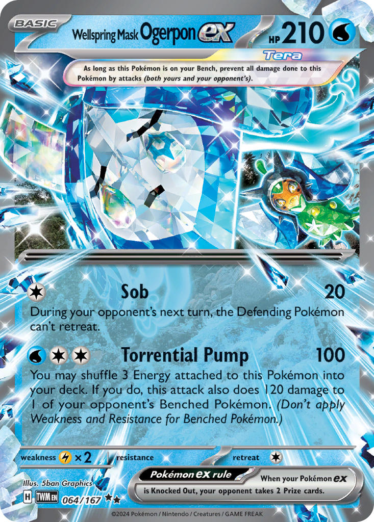 Wellspring Mask Ogerpon EX 064/167 Double Rare Twilight Masquerade Pokémon card