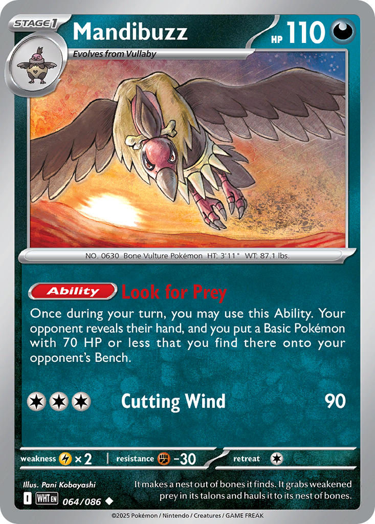 Mandibuzz 064/086 Uncommon White Flare Pokémon card