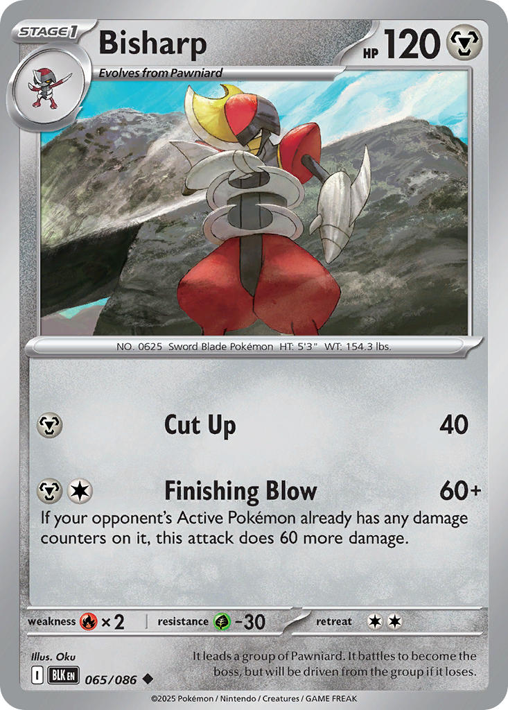 Bisharp 065/086 Uncommon Black Bolt Pokémon card