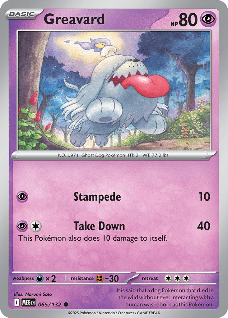 Greavard 065/132 Common Mega Evolution Pokémon card