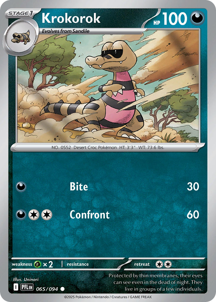 Krokorok 065/094 Common Phantasmal Flames Pokémon card