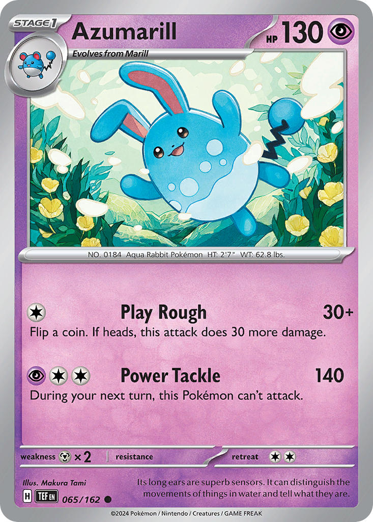 Azumarill 065/162 Rare Temporal Forces Pokémon card