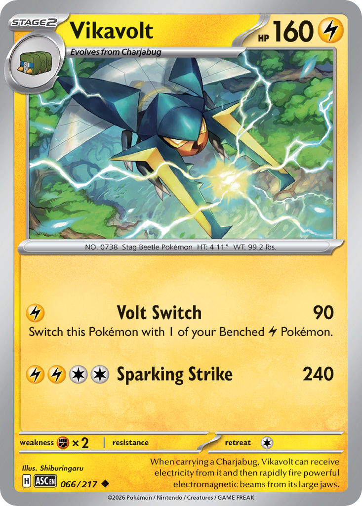 Vikavolt 066/217 Rare Ascended Heroes Pokémon card