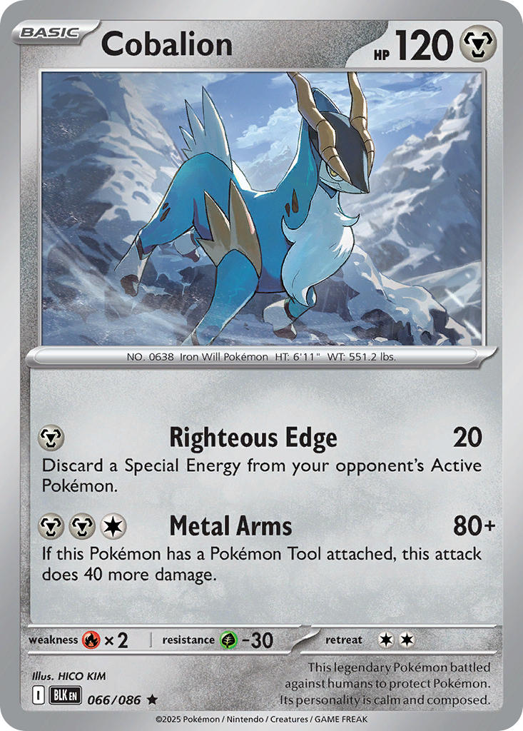 Cobalion 066/086 Rare Black Bolt Pokémon card