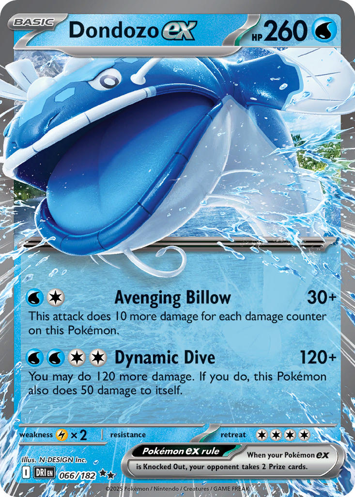 Dondozo EX 066/182 Double Rare Destined Rivals Pokémon card