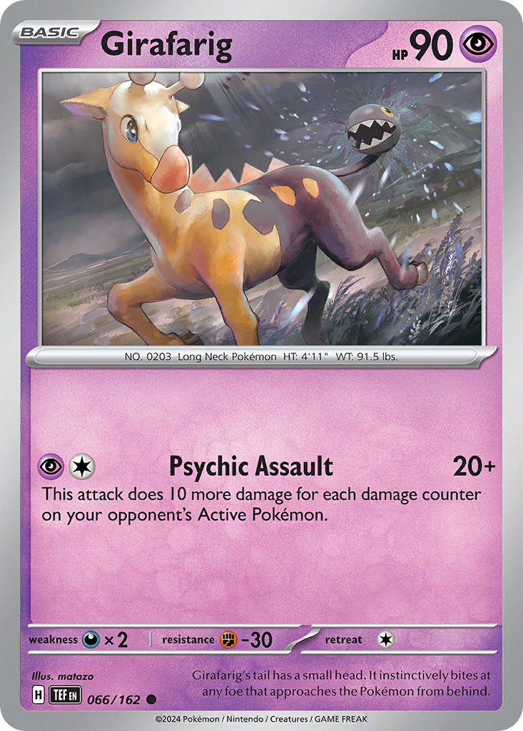 Girafarig 066/162 Common Temporal Forces Pokémon card