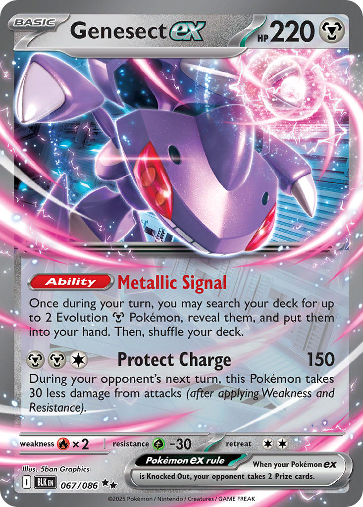 Genesect EX 067/086 Double Rare Black Bolt Pokémon card