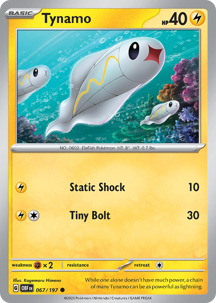Tynamo 067/197 Common Obsidian Flames Pokémon card
