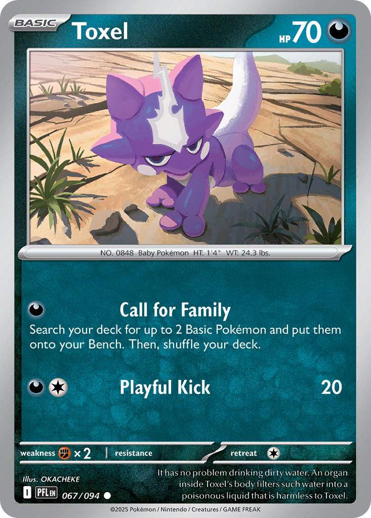 Toxel 067/094 Common Phantasmal Flames Pokémon card