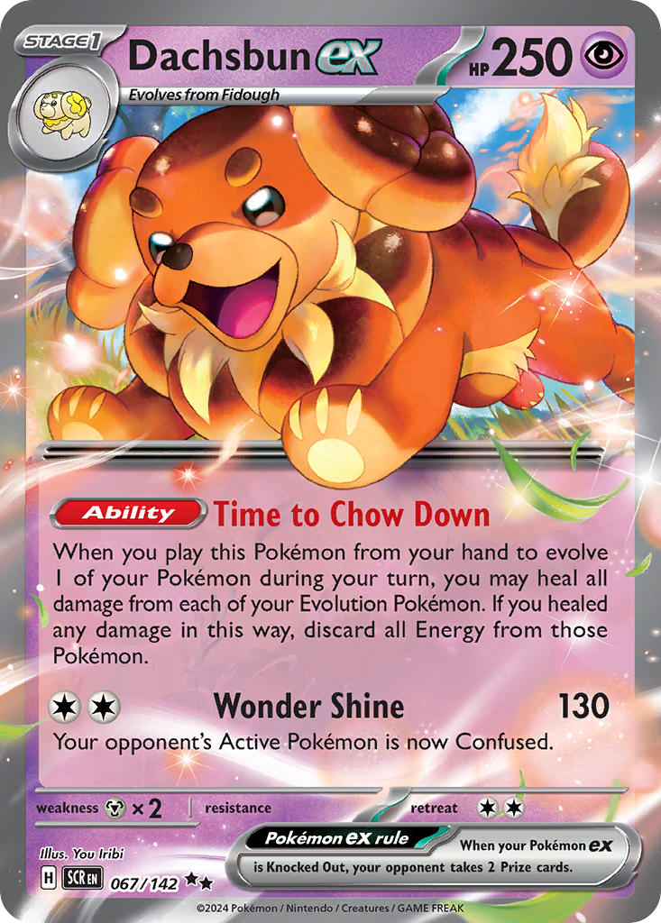 Dachsbun EX 067/142 Double Rare Stellar Crown Pokémon card