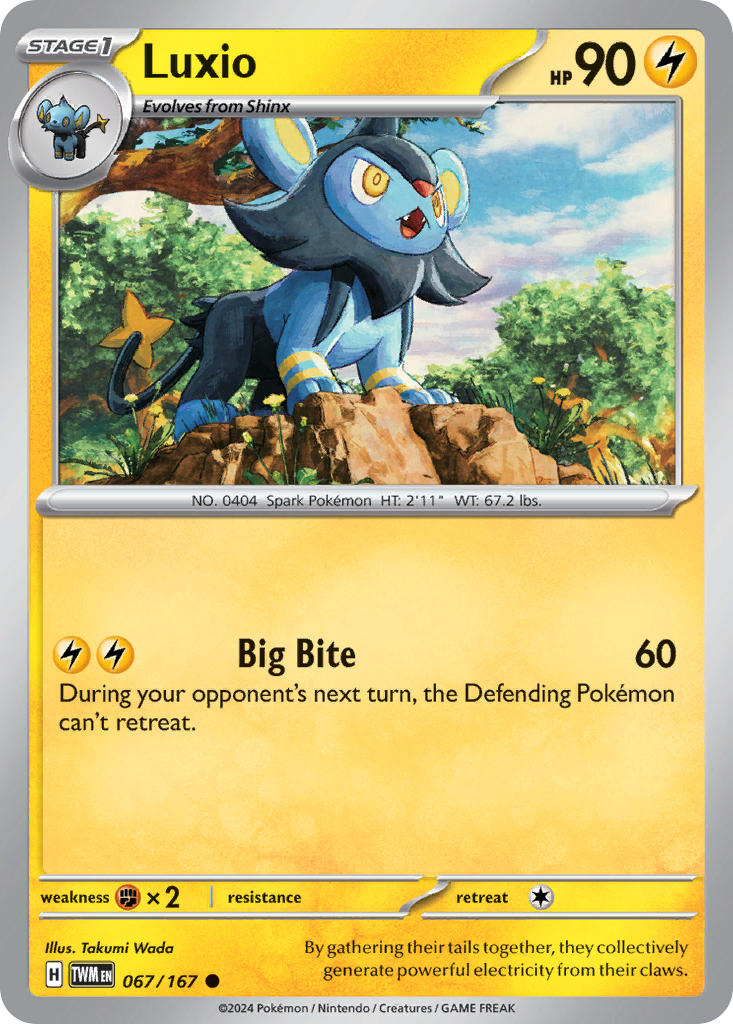 Luxio 067/167 Uncommon Twilight Masquerade Pokémon card