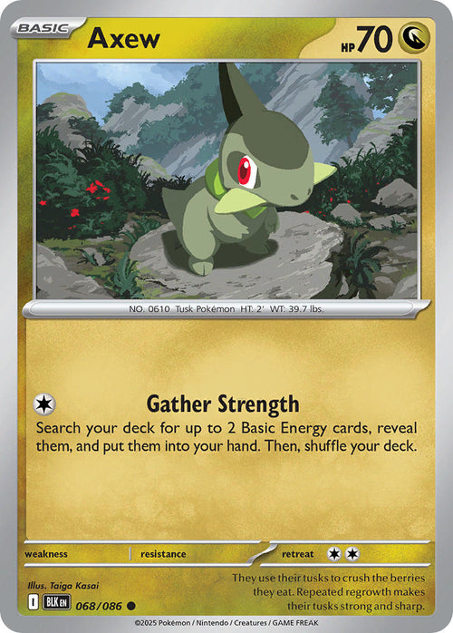 Axew 068/086 Common Black Bolt Pokémon card