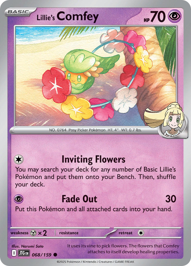 Lillie's Comfey 068/159 Common Journey Together Pokémon card